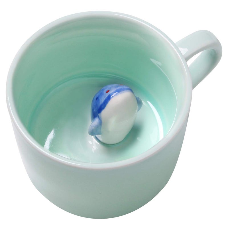 Lemon Park Surprise 3D Coffee Mug Animal Inside 8 oz with Dolphin,Cute Cartoon Handmade Ceramics Cup,Christmas Birthday Surprise for Friends Family or Kids (Dolphin) - Image 1
